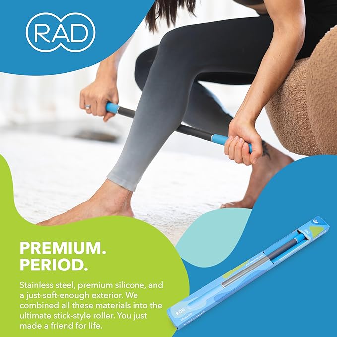 RAD Rod – 21in Compact Deep Tissue Massage Roller Stick – Myofascial Release Tool for Legs, Back, Neck, Arms & Shoulders – Muscle Roller for Mobility & Recovery