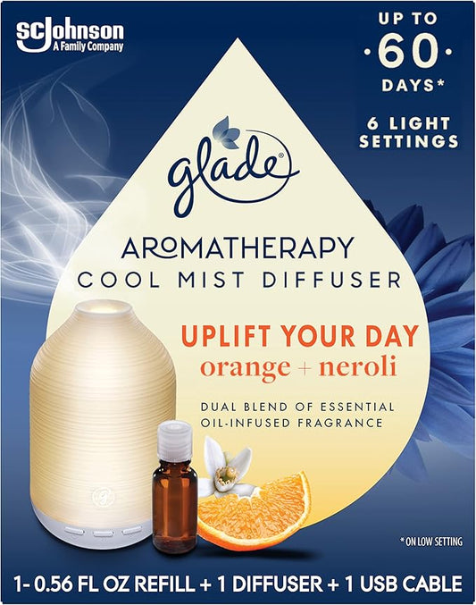 Glade Aromatherapy Diffuser & Essential Oil, Air Freshener for Home, Uplift Your Day Scent with Notes of Orange & Neroli, 0.56 Fl Oz - Bloomnest