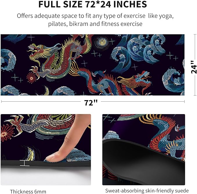nuveti Yoga Mat Print Extra Thick TPE Non Slip Fitness Exercise Mat with Carrying Bag,72"x24" Extra Thick 6MM Exercise & Workout Mat for Yoga, Pilates Fitness and Floor Exercises - Bloomnest