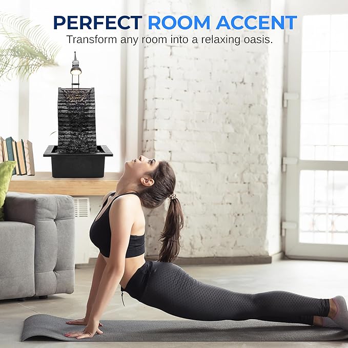 SereneLife Tabletop Water Fountain, Home Decor Soothing Sound Machine with Automatic Pump, Zen Relaxing Decor for Meditation, Perfect Holiday Thanksgiving Christmas Gift, 11" Tall