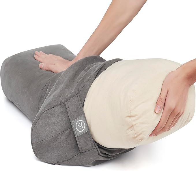 Meditation Cushion Bolster Pillow for Restorative Yoga – Supportive Cushion for Meditation, Pilates, and Relaxation – Filled with Buckwheat Hulls - Removable Cover - Bloomnest