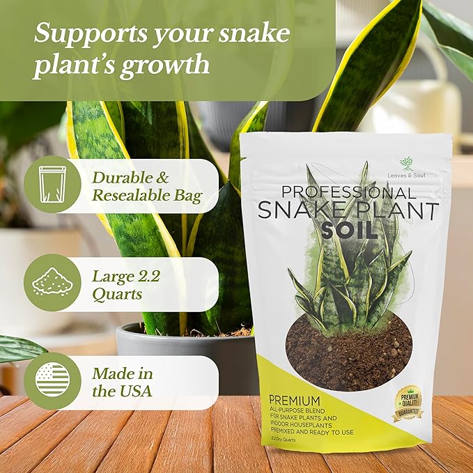Professional Snake Plant Soil | Large 2.2 Quarts Ready to Use for Snake Plants | Peat Moss, Coco Coir, Perlite, Dolomite | Made in USA - Bloomnest