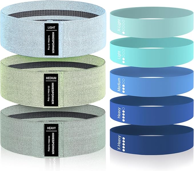 Wide Fabric Resistance Bands for Working Out, 3 Level Non-Slip Exercise Booty Bands for Women & Men Leg and Glutes with Hair Ties and Tape Measure - for Home Gym Workout, Yoga, Pilates - Bloomnest