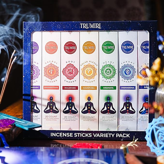 Chakra Incense Sticks - Total 120 Insence-Sticks (20 Insense x 6 Incents) - Incienso Incents-Sticks for 7 Chakra Meditation Muladhara Sacral Manipura Heart Throat Crown Ajna + Incense Holder - Bloomnest