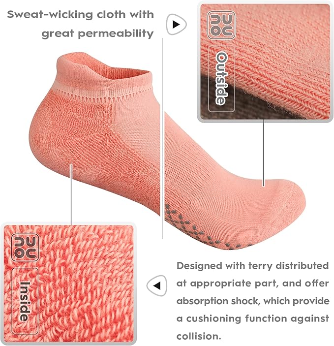 unenow Unisex Non Slip Grip Socks with Cushion for Yoga Pilates Barre Home & Hospital - Bloomnest