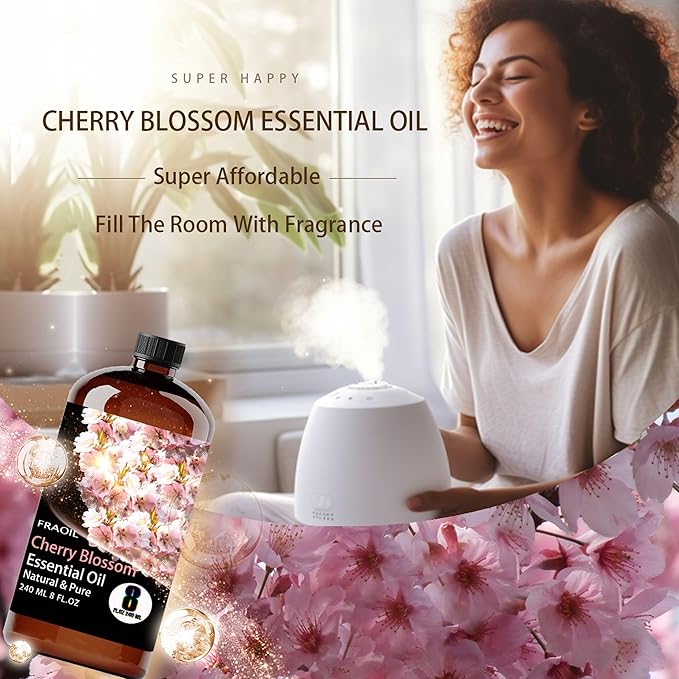 Cherry Blossom Essential Oil, Cherry Blossom Oil 8 Fl Oz 240ML for Diffuser Humidifier Yoga Cleaning DIY Candle Soap Making Perfume Gift for Women Essential Oils - Bloomnest