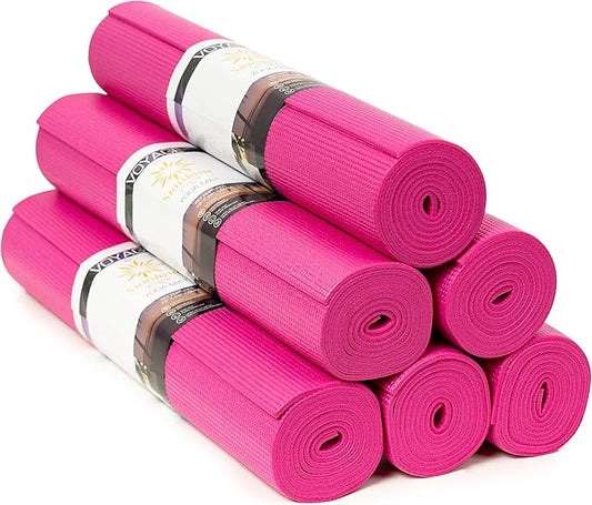 Sunshine Yoga Voyage Yoga Mat, 6 Pack, 72" x 24" Professional Studio and Gym Bulk Yoga Mats, 5mm Thick, Durable, Anti-Tear, Non Slip Fitness and Exercise Mats - Bloomnest