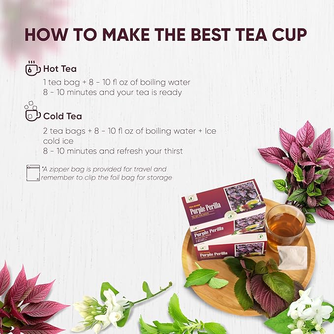 NMPT Dried Perilla Tea, Jasmine, Stevia, Hand Pick, Mixed Bags, Organic Herbal Tea, 30 Count, Gluten Free, Dairy Free, Sugar Free & 100% Natural, Energy Boost & Health Support - Bloomnest