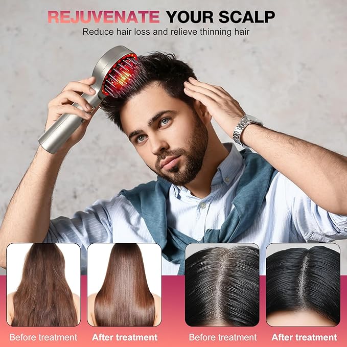 3 in 1 Scalp Massager Hair - 360° Hair Oil Applicator Electric Scalp Massager IPX7 Waterproof for Home & Travel(Silver) Bloomnest