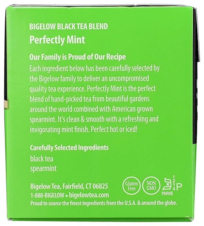 Bigelow Tea Perfectly Mint Black Tea, Caffeinated, 20 Total Tea Bags - Bloomnest