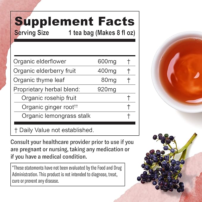 Numi Organic Immune Support Herbal Tea – 48 Herbal Tea Bags – Caffeine Free Blend with Elderflower Elderberry Rosehip & Thyme for Daily Immune Wellness & Comfort - Bloomnest