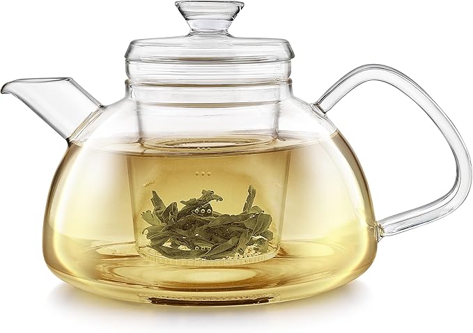 Teabloom Innovative Filtered Borosilicate Glass Teapot With Microdot Whole Leaf Tea Glass Infuser, 40 ounces – A Pure & Immersive Tea Experience – Tea Purist's Choice - Bloomnest