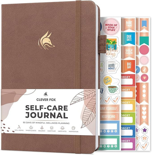 Clever Fox Self-Care Journal – Daily Reflection Notebook – Mental Health & Personal Development Planner, Meditation & Mood Log, A5 (Dark Terracotta)