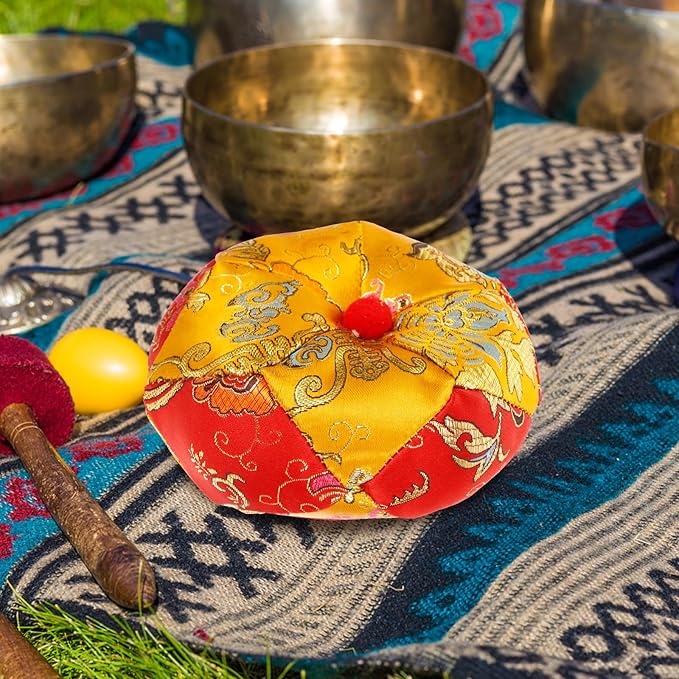 2pcs Buddhist Sound Bowl Cushion Pad Tibetan Singing Bowl Holder for Meditation Durable Embroidered Design Essential Buddhist Accessory - Bloomnest