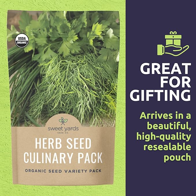Organic Herb Seeds Variety Pack - 10 Individual Packs - 2025 Season - Basil, Cilantro, Dill, Thyme, Parsley and More! for Indoor & Outdoor Planting (Non-GMO, Certified Organic) - Bloomnest
