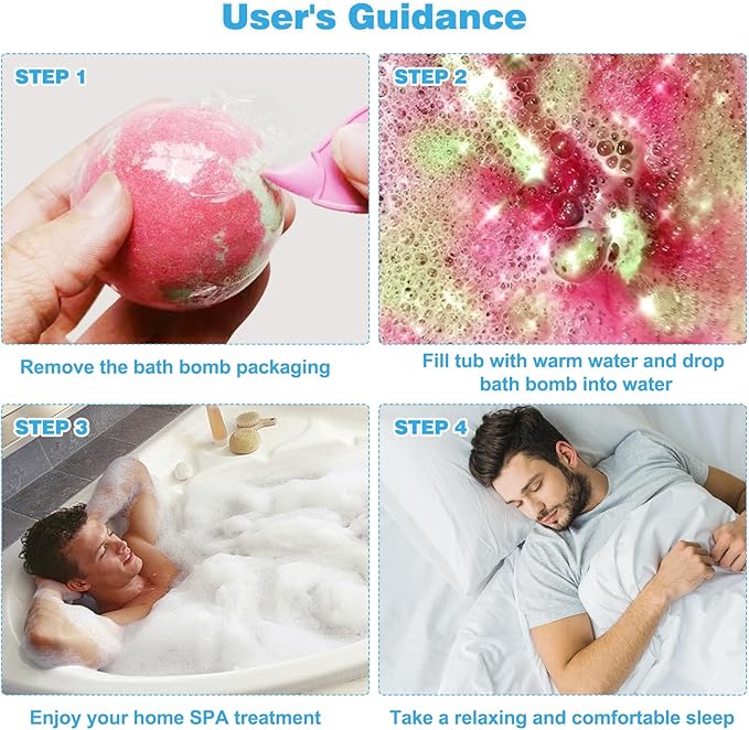 Bath Bombs for Men, 8 Pack Organic Bath Bombs Set with Natural Essential Oils, Relaxing Gifts for Men & Women, Father's Day Birthday Easter Gift for Husband Boyfriend - Bloomnest