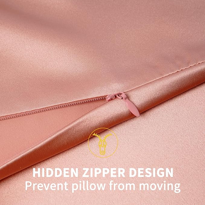 ZIMASILK 100% Pure Mulberry Silk Pillowcase for Hair and Skin Health,Soft and Smooth,Both Sides Premium Grade 6A Silk,600 Thread Count,with Hidden Zipper,1pc (King 20''x36'',Coral) - Bloomnest
