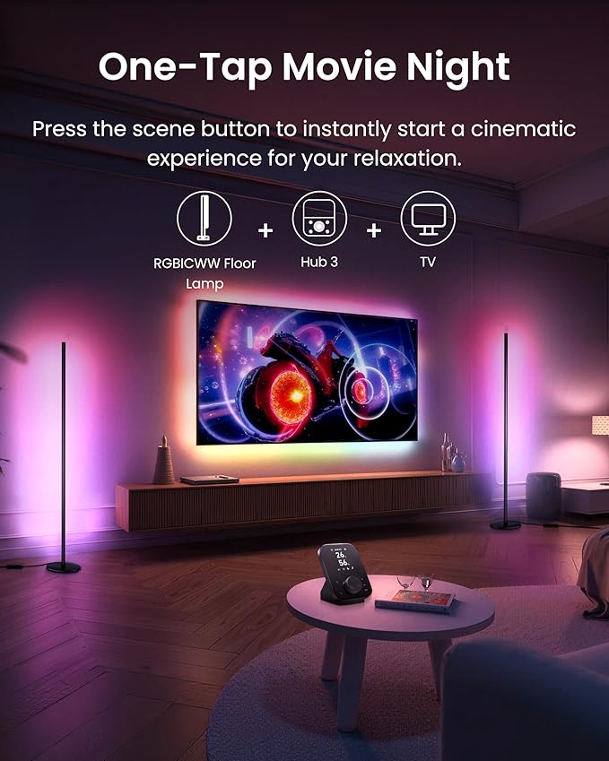 SwitchBot Smart RGBICWW App-Controlled Floor Lamp with Matter, Warm & Cool White, Alexa-Compatible Lamp, Works with Apple Home, Google Home – 1200lm Music Sync, Lamp for Living Room for Bedroom - Bloomnest