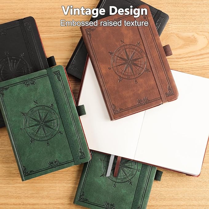 AHGXG Small Blank Pocket Journal Notebook for Men - 256 Numbered Pages B6 Mini Journal, Vintage Soft Leather Hardcover, 80gsm Paper, for Women Work Office School, 4.1'' X 5.7''- Dark Green - Bloomnest