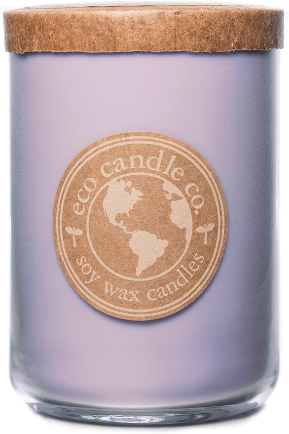 ECO CANDLE CO. Recycled Candle, Pure Lilac, 26 oz. Double Wick - Scents of Pure Lilac Bushes - 100% Soy Wax, No Lead, Kraft Paper Label & Lid, Hand Poured, Phthalate Free, Midwest Grown Soybeans - Bloomnest