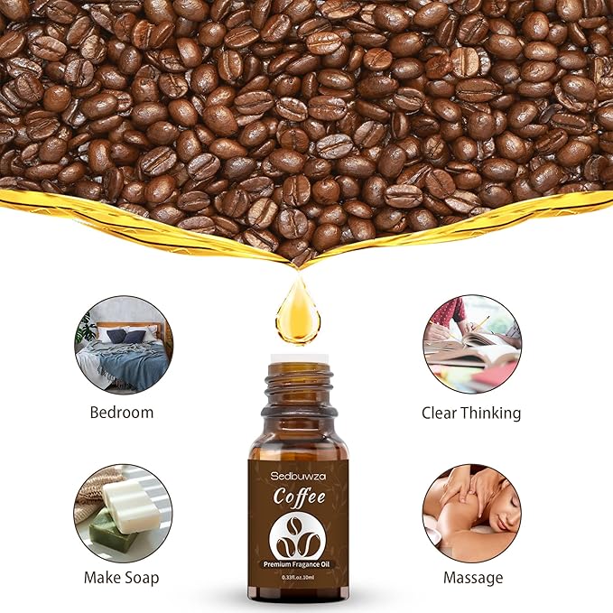 Sedbuwza Vanilla Coffee Essential Oil Set, Vanilla Fragrance Oil Coffee Scent Oil Set for Diffuser, Aromatherapy, Massage, Soap, Candle Making 2 x 10 ml Sedbuwza