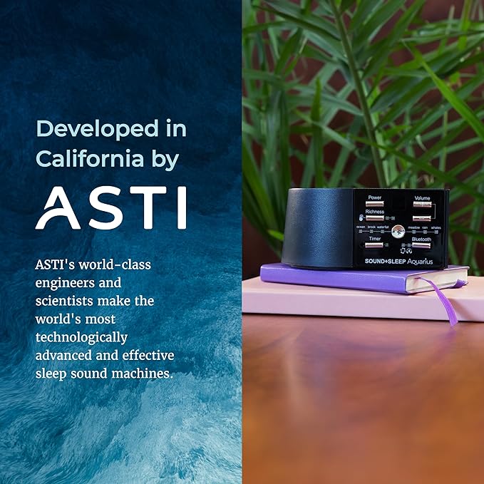 Adaptive Sound Technologies Sound + Sleep Aquarius Aquatic Noise Machine - White Noise Machine - Non-Looping Water Sounds for Sleep & Relaxation - with Timer & Headphone Jack - Black - Bloomnest