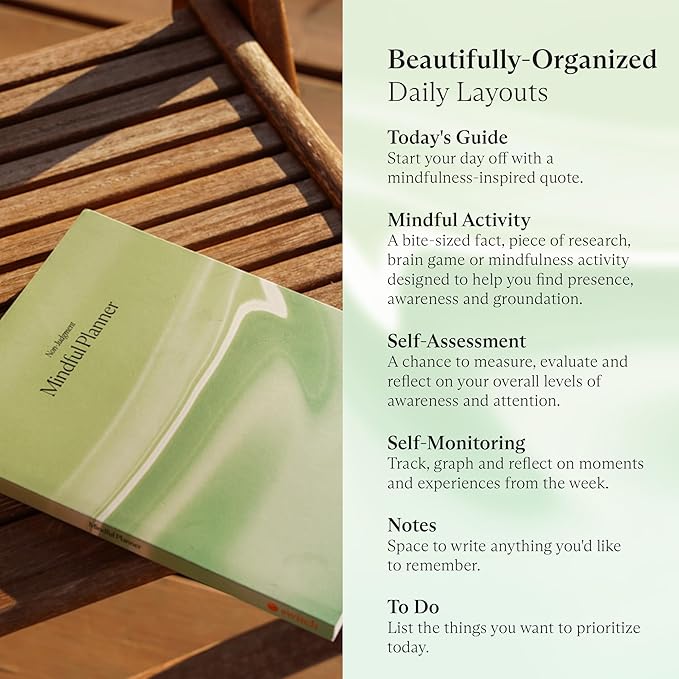 Switch Research Mindful Planner (Non-Judgement) - Evidence-Based Life Organizer - 31-Day Goal Planner to for Non-Judgement & Self-Compassion - Daily planner With Prompts - Bloomnest