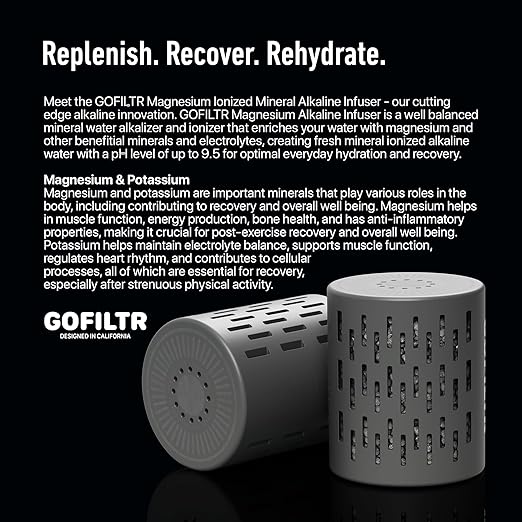 GOFILTR Jumbo Magnesium Alkaline Water Infuser - 9.5 pH + Electrolytes for Any Large Water Bottles/Pitchers, 300 Gallon / 3 Months, Ionized Mineral Alkaline Water Infuser (1 Pack) - Bloomnest