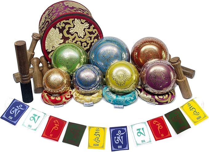ESK Chakra Healing Tibetan Singing Bowl Set of 7 for Meditation- Himalayan Singing bowls, ESK 11 - Bloomnest