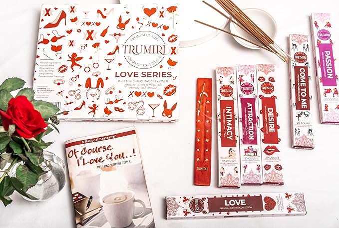 Trumiri Incense Sticks - Love Spell - Total 120 Insence-Sticks (20 Insense x 6 Incents) - Incienso Inscents-Sticks for Spell to Rekindle Call Attract New Fire of Love + Incense Holder - Bloomnest