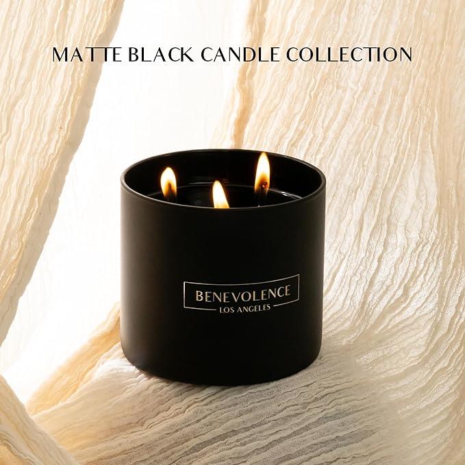 Benevolence LA 3 Wick Candle, Black Berries (Baies) Large Christmas Scented Candles | Soy Holiday Candle for Women and Men | Home Fragrance | Aromatherapy | Bathroom Freshener 14.5 Oz, 45 Hour Burn - Bloomnest