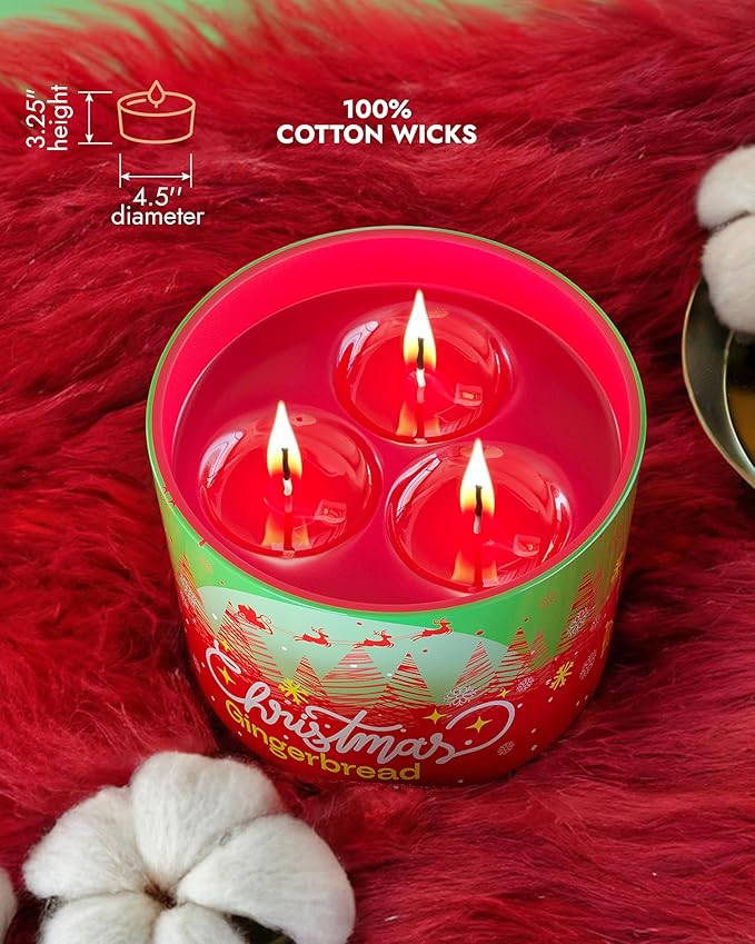 96NORTH Luxury Christmas Candle Gingerbread Scented | Large 3-Wick Jar Candle | Up to 40 Hours Burning Time | 100% Natural Soy Wax | Ideal Christmas Candles Gift - Bloomnest
