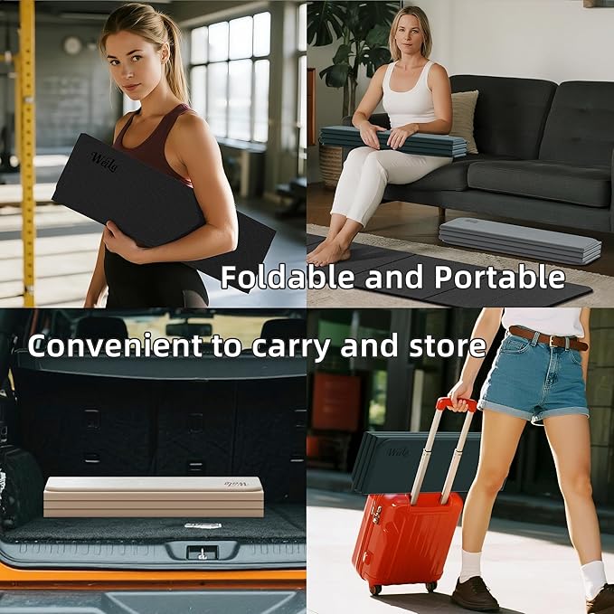 1/2 Inch Extra Thick Yoga Mat Pilates Equipment, 69"x24" Odorless Workout Mats for Home Gym, Non-slip Exercise Mats for Women Men Home Workout, Foldable Yoga Mats for Travel Camping Sleeping - Bloomnest