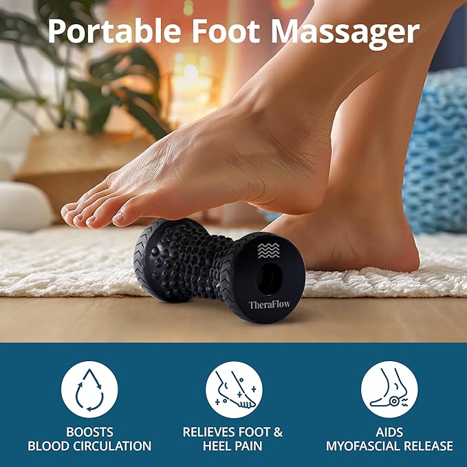 TheraFlow Foot Massager for Plantar Fasciitis Relief - Portable & Lightweight Foot Massager for Neuropathy Pain Relief for Feet, 360° Acupressure Nubs - Bloomnest
