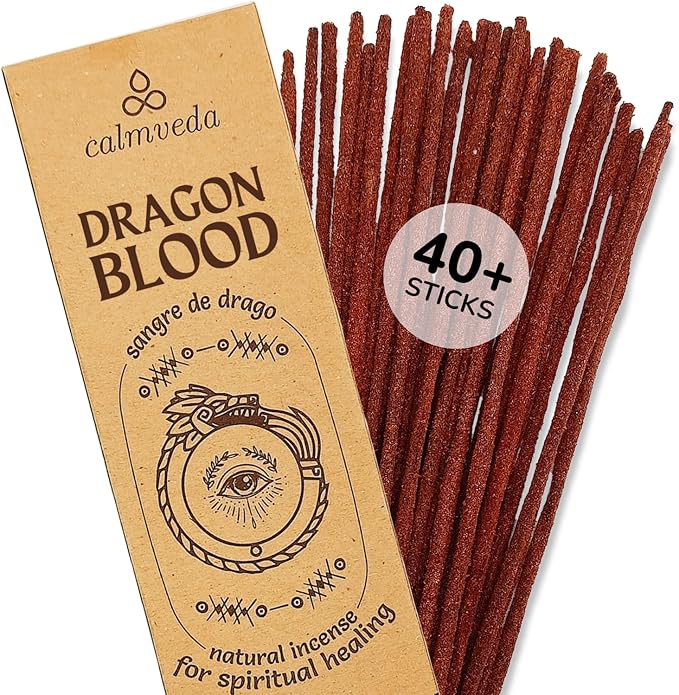 Potent Dragons Blood Incense Sticks - (40+Sticks, 9 inch) Thick Natural Resin Incense, Clean Charcoal Free | Sweet Spicy & Ambery Smelling Protection Incents (Sangre de Grado) (Burn Time 45+ Mins) - Bloomnest