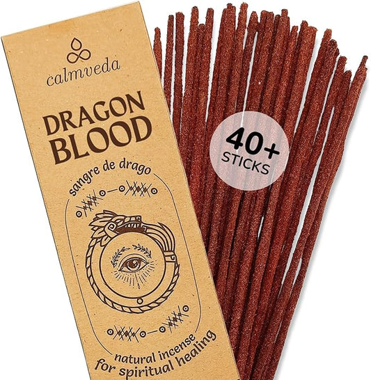 Potent Dragons Blood Incense Sticks - (40+Sticks, 9 inch) Thick Natural Resin Incense, Clean Charcoal Free | Sweet Spicy & Ambery Smelling Protection Incents (Sangre de Grado) (Burn Time 45+ Mins) - Bloomnest