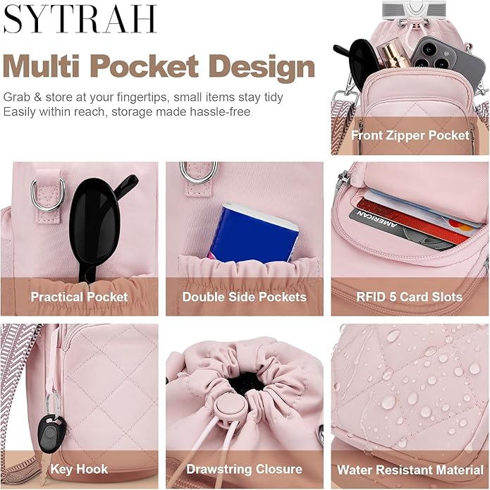 Water Bottle Bag Crossbody，Insulated Water Bottle Purse Crossbody Water Bottle Holder with Strap 40 oz SYTRAH