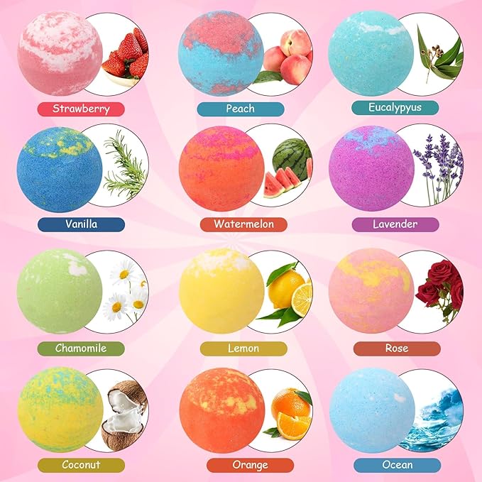 Bath Bombs for Kids Bath Bomb Gift Set Natural Bubble Bathbombs Fizzy Spa Bath for Kids Girls Birthday Valentines Day Gift - Bloomnest