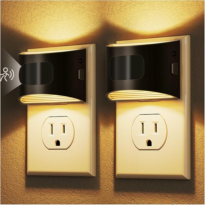 DORESshop LED Night Light[2 Pack], Night Lights Plug into Wall, 3 Mode Plug in Night Light with Motion Sensor, Dusk to Dawn Sensor, Nightlights for Adults, Bedroom, Bathroom, Hallway - Bloomnest