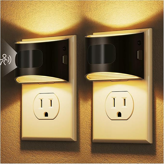 DORESshop LED Night Light[2 Pack], Night Lights Plug into Wall, 3 Mode Plug in Night Light with Motion Sensor, Dusk to Dawn Sensor, Nightlights for Adults, Bedroom, Bathroom, Hallway - Bloomnest