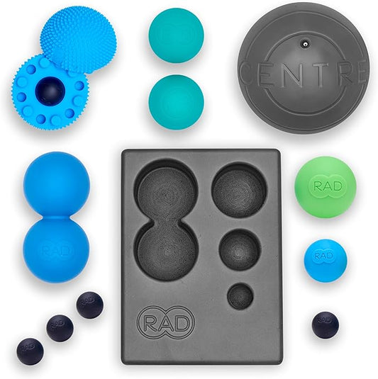RAD Yoga Bundle for Myofascial Release, Muscle Recovery, & Relaxation – Includes Multi-Use Yoga Block, Neuro Ball Foot Roller, Peanut & Massage Balls in Multiple Sizes & Densities - Bloomnest