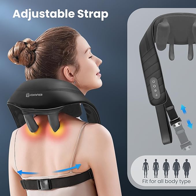 COMFIER Cordless Neck Shoulder Massager with Heat, Shiatsu Back Massager for Pain Deep Tissue, 4D Kneading Massager for Neck Shoulder, Gifts for Mom/Dad - Bloomnest
