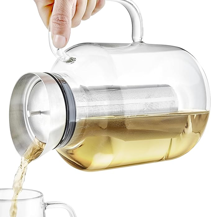 Teabloom 100% Plastic-Free Extra-Large Multi-Brew Borosilicate Glass Teapot + Kettle + Pitcher – Steep and Serve Hot Tea, Iced Tea, Cold Brew Tea and Fruit Infused Water – Legacy Tea Maker - Bloomnest