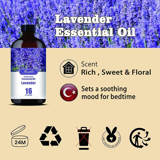 Lavender Essential Oil-Lavender Fragrance Oil 16.33oz (490ml)-100% Pure Natural Scent for Diffusers, Candles, Soap Making & Aromatherapy-Relaxing Home & Gift Essential Oil for Bath, Massage - Bloomnest