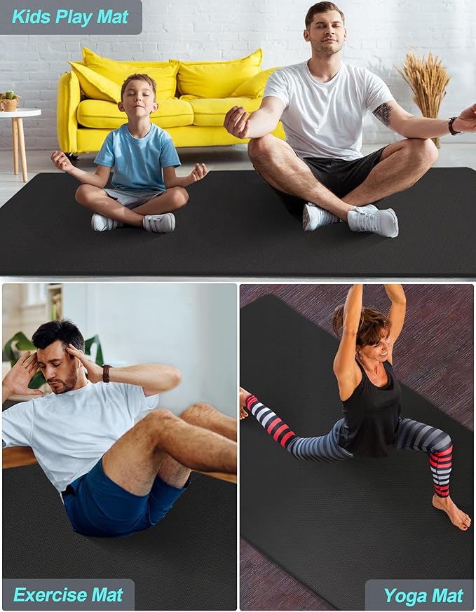 Extra Long & Wide Thick Yoga Mat for Tall Men & Women, 84'' x 32'' x 7mm Oversized Yoga Mat Double-Sided Non Slip, Pro TPE Yoga Mats with Strap - Bloomnest