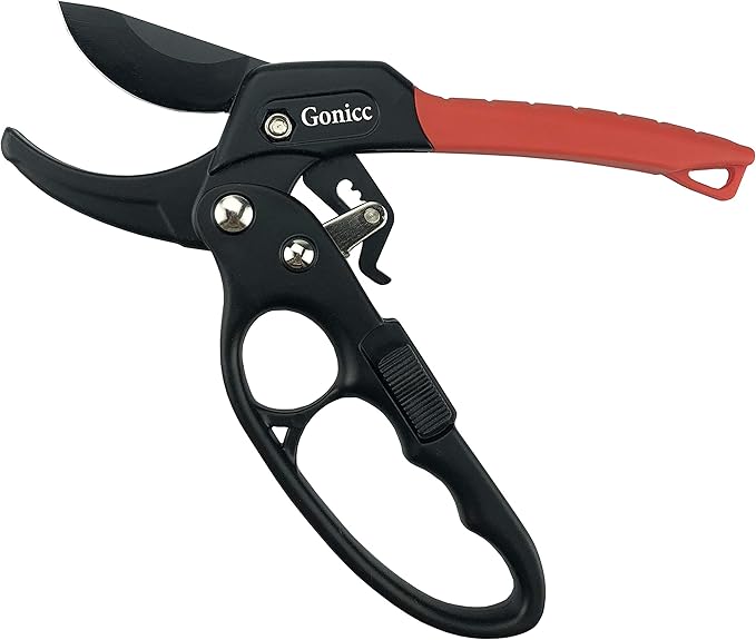 gonicc 8" Professional Ratchet Anvil Pruning Shears (GPPS-1011), Ratcheting Mechanism, Anvil groove design, Reinforced Design Handle, Garden Shears Clippers, Anvil Pruner, Hand Tools Scissors Loppers - Bloomnest