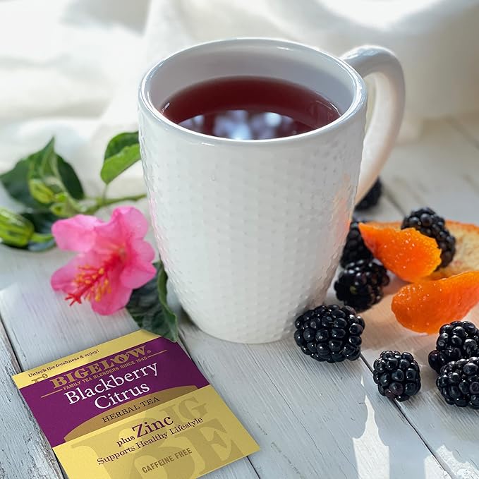 Bigelow Tea Blackberry Citrus Plus Zinc Herbal Tea, Caffeine Free Tea with Blackberry, 18 Count Box (Pack of 6), 108 Total Tea Bags - Bloomnest
