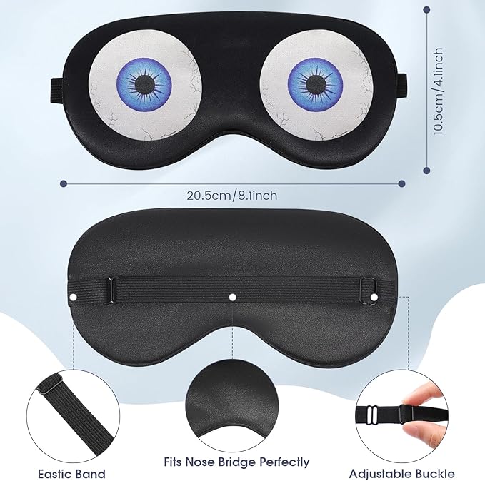 2 Pcs Sleep Mask for Kids Boys, Silk Eye Covers for Sleeping, Adjustable Strap & Light Blocking Design, Adult Children's Bedtime Blindfold for Travel and Home Use (Funny Eye) - Bloomnest