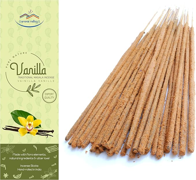 Vanilla Incense Sticks - Traditional Handcrafted Masala Incense - 40 to 50 Sticks Approx. AromaValley