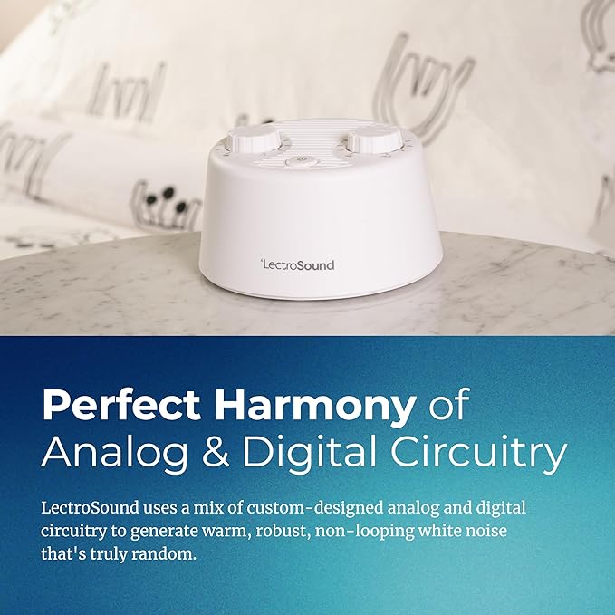 Adaptive Sound Technologies Lectro Sound 2 White Noise Machine - Simple Machine for Nursery or Bedroom - Non-Looping, Warm White Noise for Soothing Sleep - for All Ages - White - Bloomnest